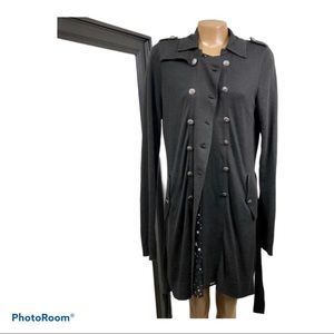 Free People Black Knit Maxi Belted Sweater Large